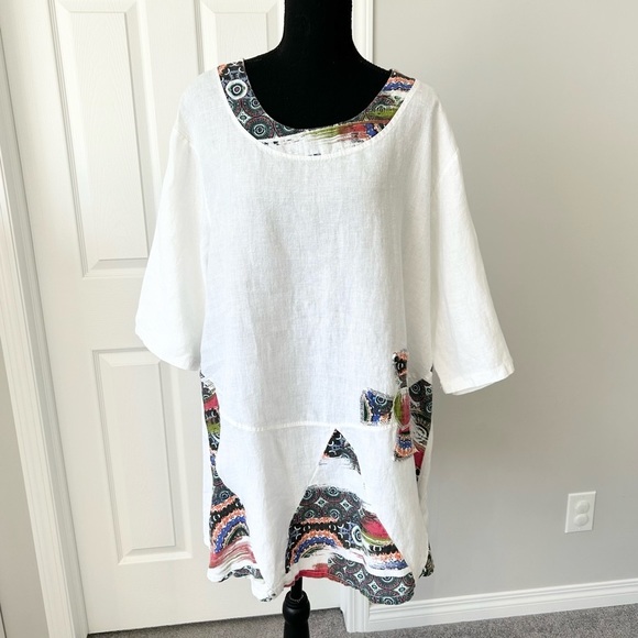 Dresses & Skirts - Patchwork Linen Blend Lagenlook Flared  Dress Made in Italy